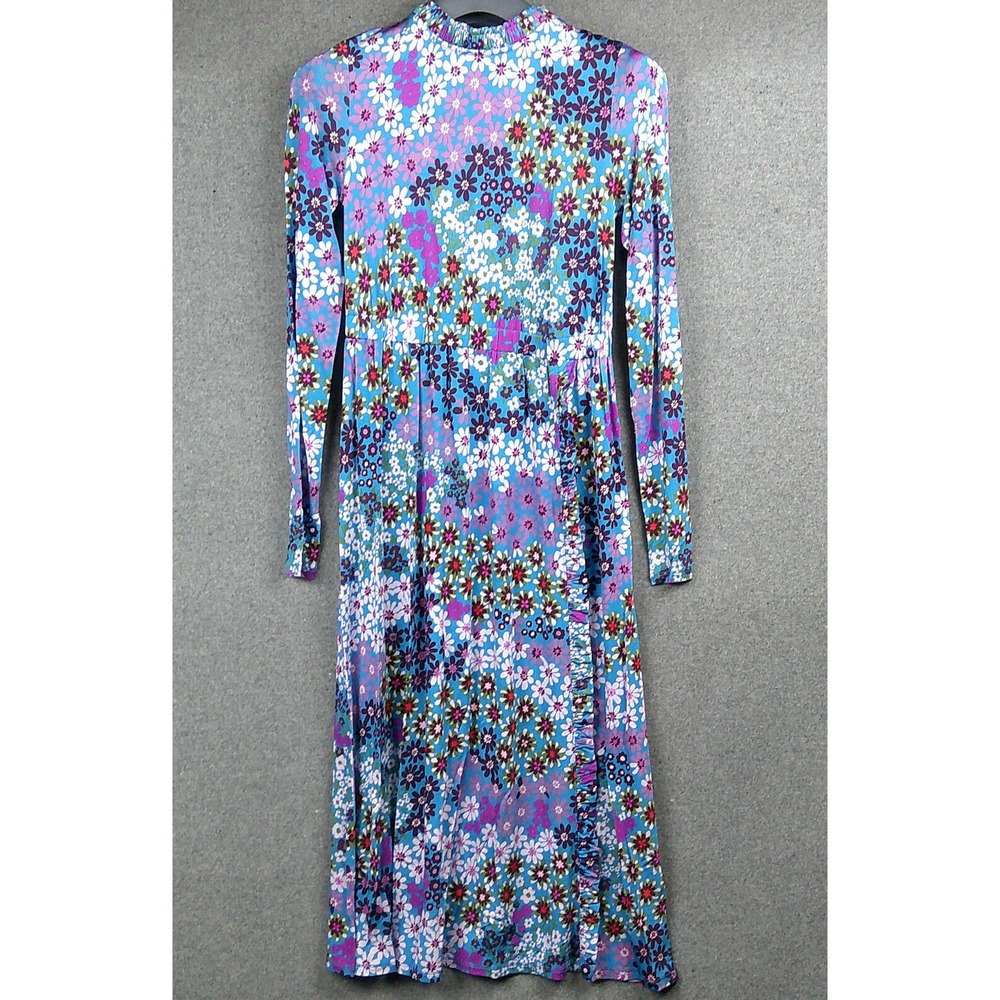 Kate Spade Pacific Petals Dress Midi Length High Neck Long Sleeve Size XS NEW